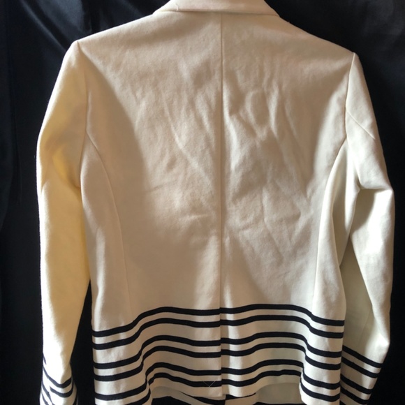 J. CREW Preppy Business Classic Comfortable Medium Cotton Cream and Black Jacket - Picture 4 of 5